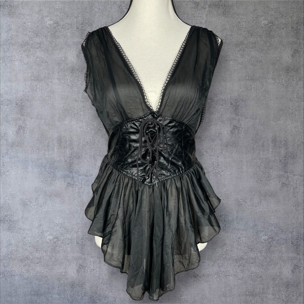 Vtg Fredricks Of Hollywood Corset Sheer Top Womens S  Renaissance Grunge Fairy